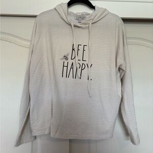 Rae Dunn Cream and White Striped Hoodie